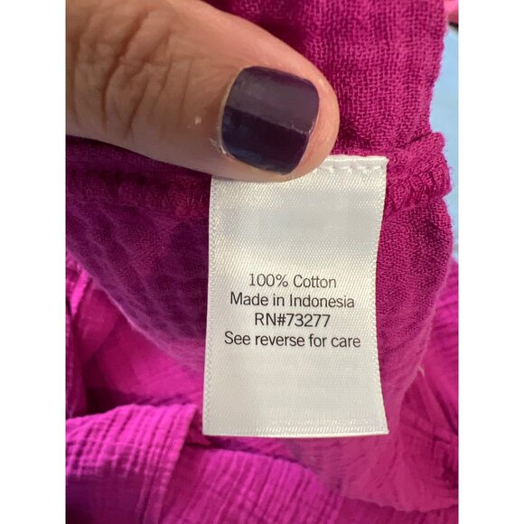 Sonoma Womens Button-Down Dress 2X Purple 100% Cotton V-Neck Beachy Resort - Picture 7 of 11